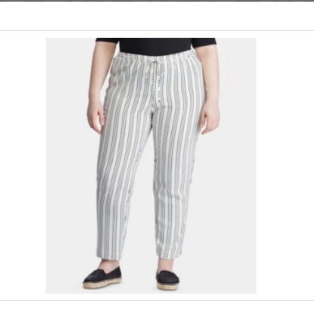 Lauren RL Kasander Plus Striped Pant 2X White